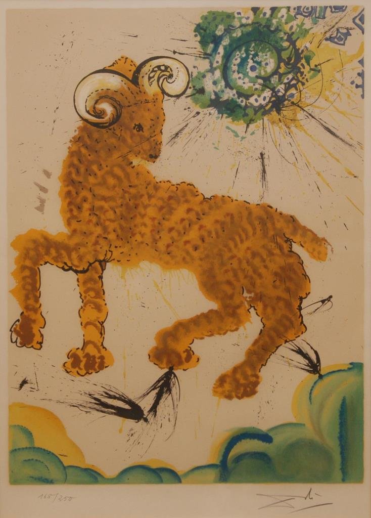 RARE SALVADOR DALI ZODIAC ARIES COLOR LITHOGRAPH (1 of 7)