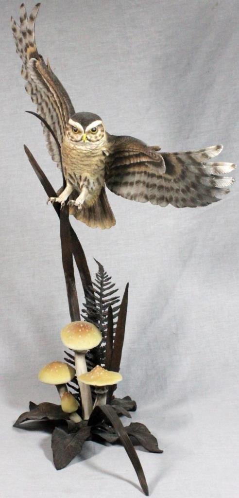 BOEHM BRONZE & PORCELAIN OWL SCULTPURE 64010 (1 of 10)