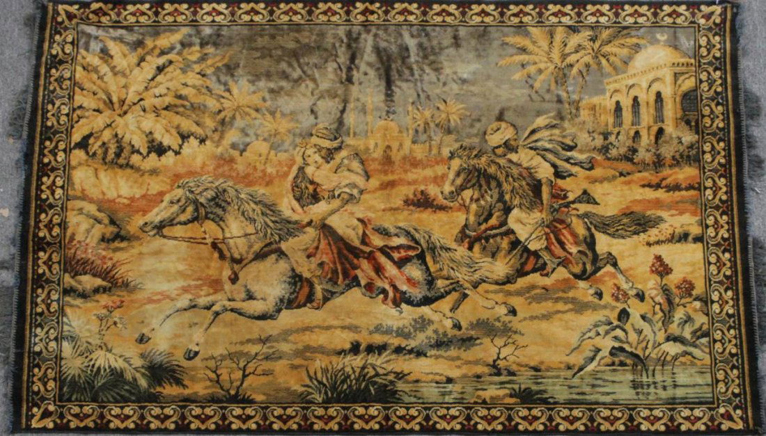 ANTIQUE ORIENTALIST TAPESTRY OF ARAB WITH LOVER (1 of 5)