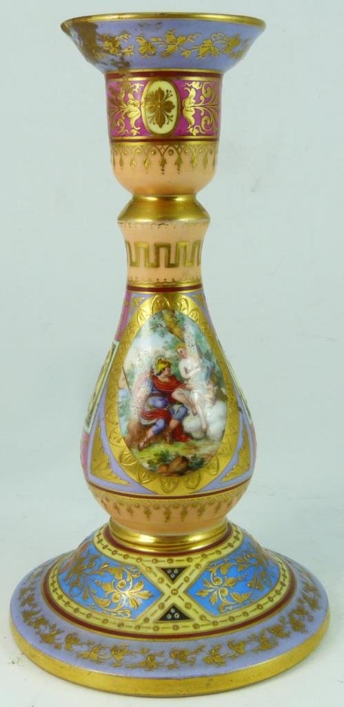 ROYAL VIENNA HAND PAINTED PORCELAIN CANDLESTICK (1 of 8)