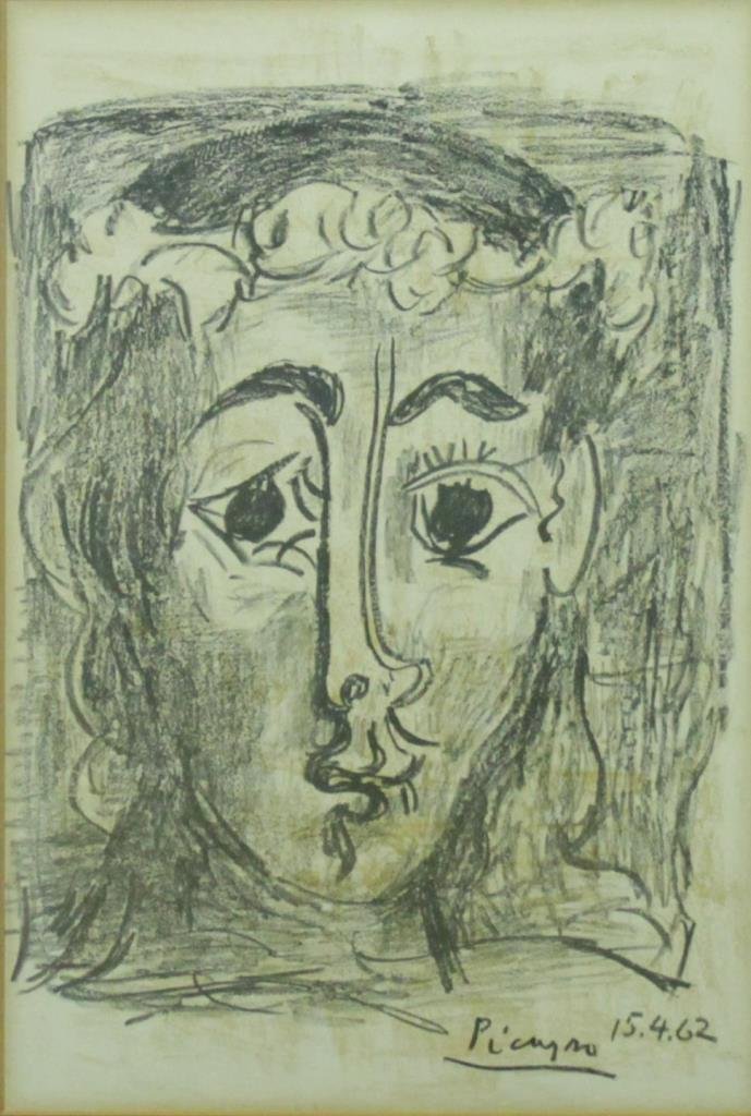 PABLO PICASSO ETCHING OF FACE IN FRAME (1 of 7)