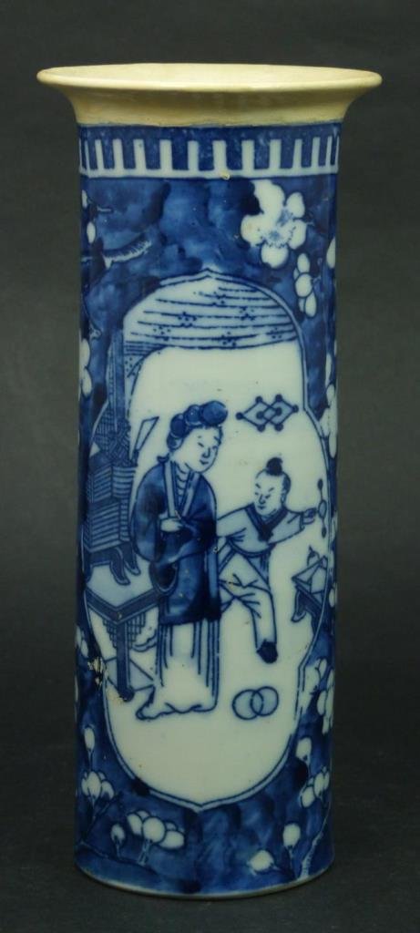 CHINESE BLUE & WHITE PORCELAIN SLEEVE VASE (1 of 5)