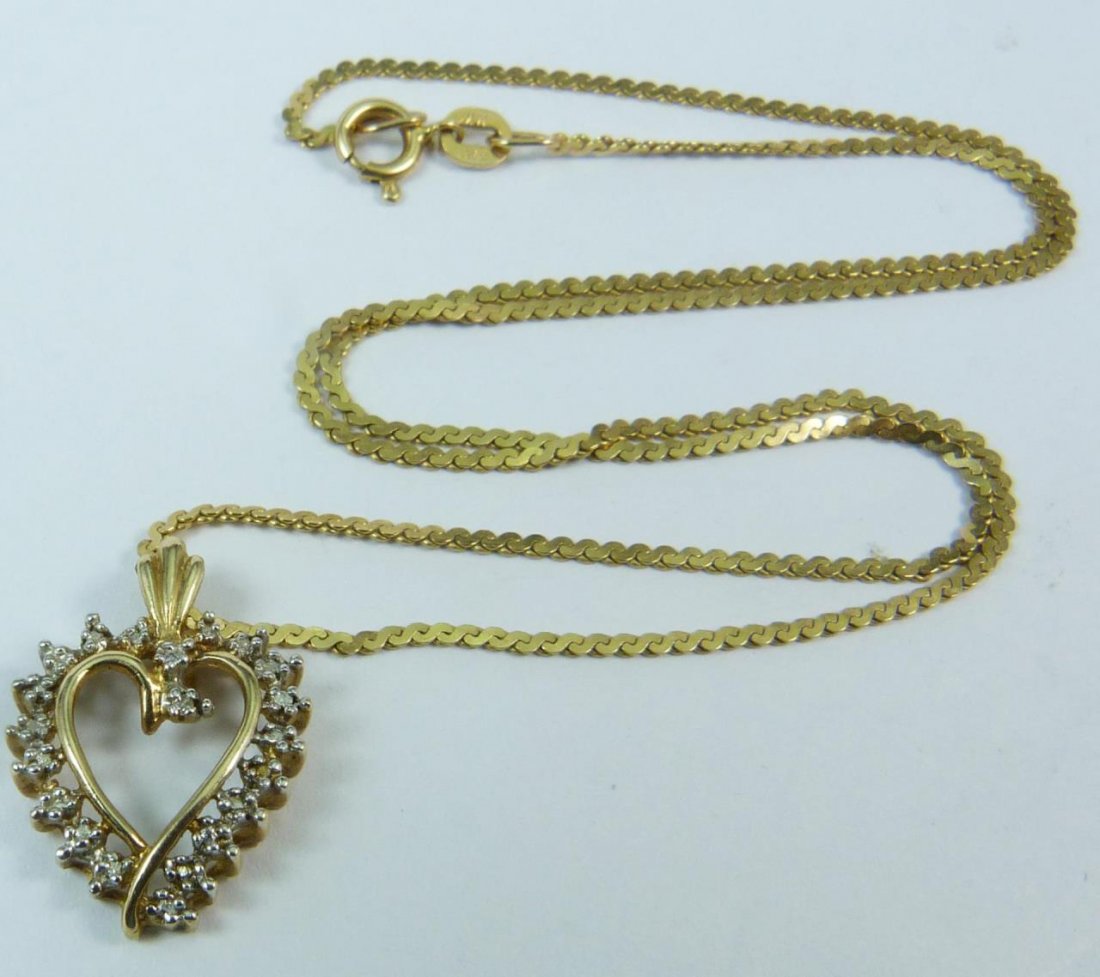 14K YELLOW GOLD HEART PENDANT w S-LINK NECKLACE (1 of 5)