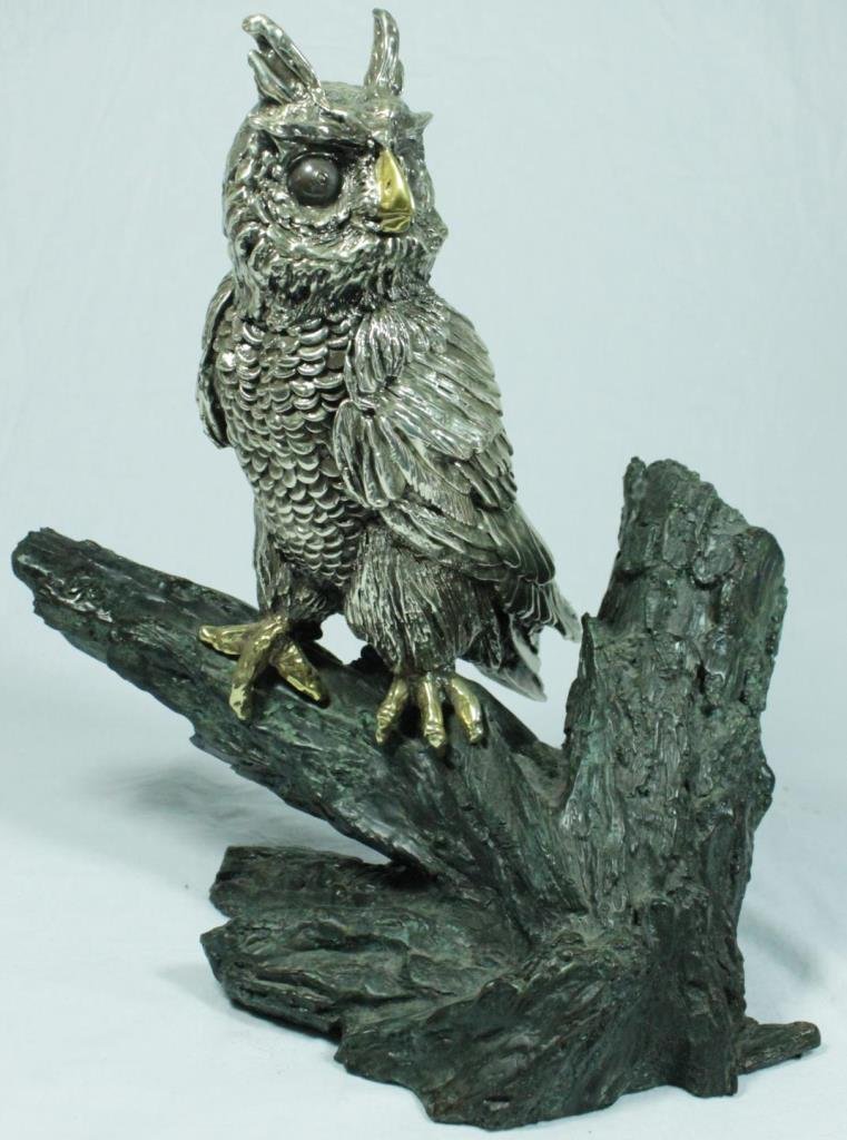 D'ARGENTA SILVER PLATE & GOLD PLATE OWL FIGURE (1 of 8)