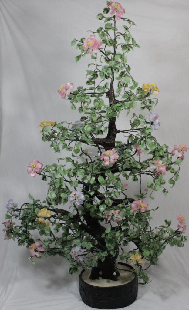 LARGE CHINESE MODERN JADE GLASS TREE (1 of 6)