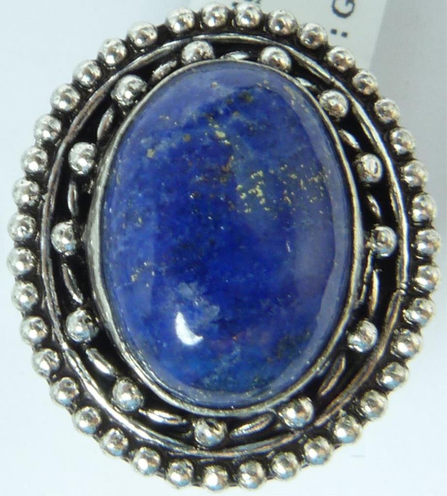 GERMAN SILVER LAPIS LAZULI CABOCHON RING (1 of 4)
