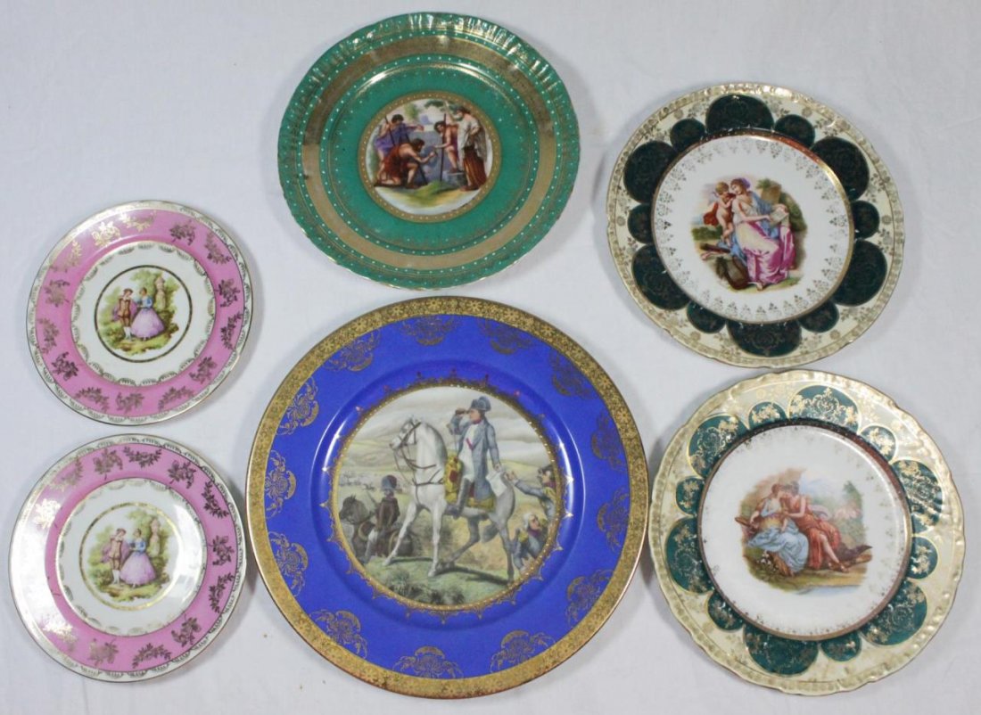 6 OLD BOHEMIAN PORCELAIN PORTRAIT PLATES (1 of 6)