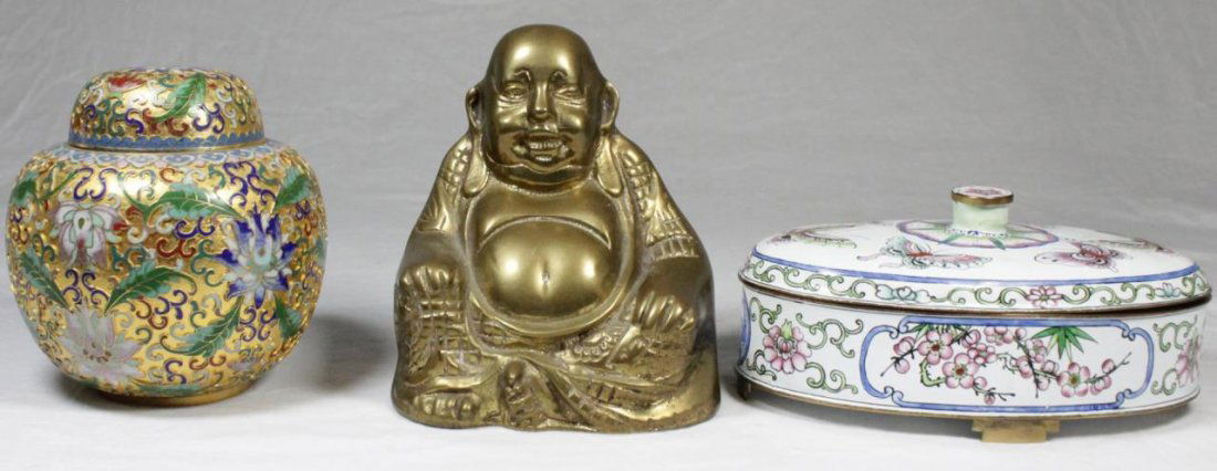LOT OF 3 CHINESE METAL & ENAMEL ITEMS (1 of 7)