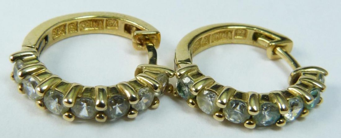 Pr STERLING SILVER VERMEIL HOOP EARRINGS (1 of 5)