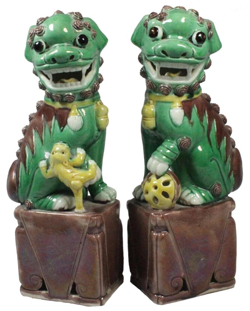 Pr. REPUBLIC PERIOD EXPORT SANCAI GLAZE FOO LIONS (1 of 10)