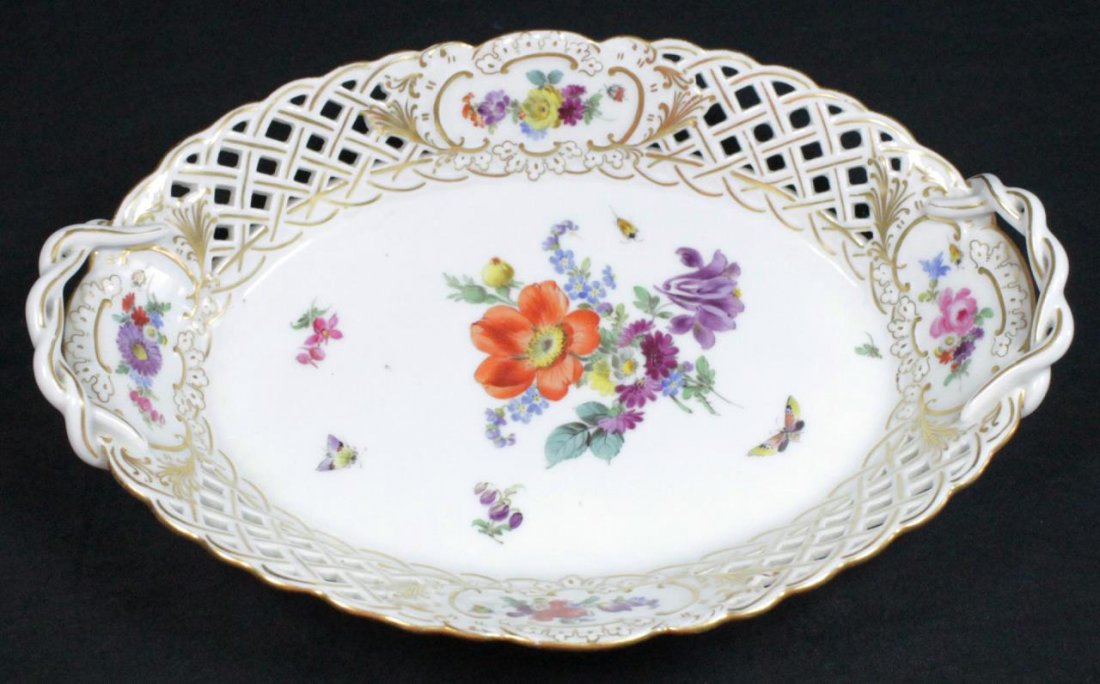 MEISSEN GERMAN PORCELAIN FLORAL BASKET TRAY (1 of 7)
