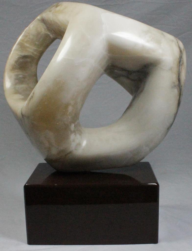 ABSTRACT WHITE MARBLE CARVING ON BASE (1 of 7)