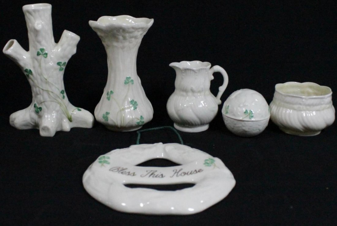 6 PIECES OF BELLEEK IRISH PORCELAIN ITEMS (1 of 6)