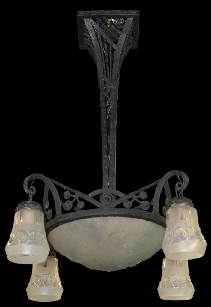 MULLER FRERES LUNEVILLE ART NOUVEAU CHANDELIER (1 of 7)
