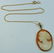 LADIES 14K YELLOW GOLD OVAL CAMEO PORTRAIT PENDANT