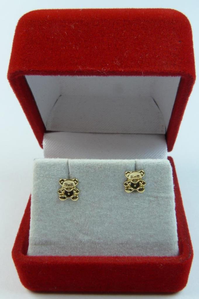 PAIR 14K YELLOW GOLD TEDDY BEAR EARRINGS (1 of 6)