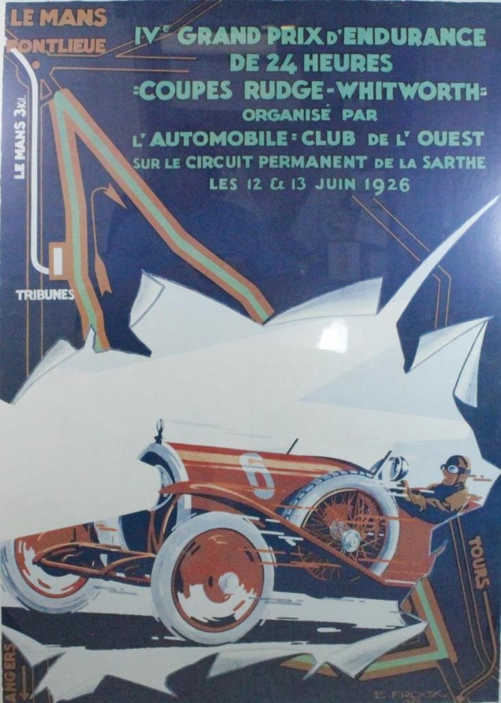 LEMANS GRAN PRIX 1926 RACING POSTER FRAMED (1 of 9)