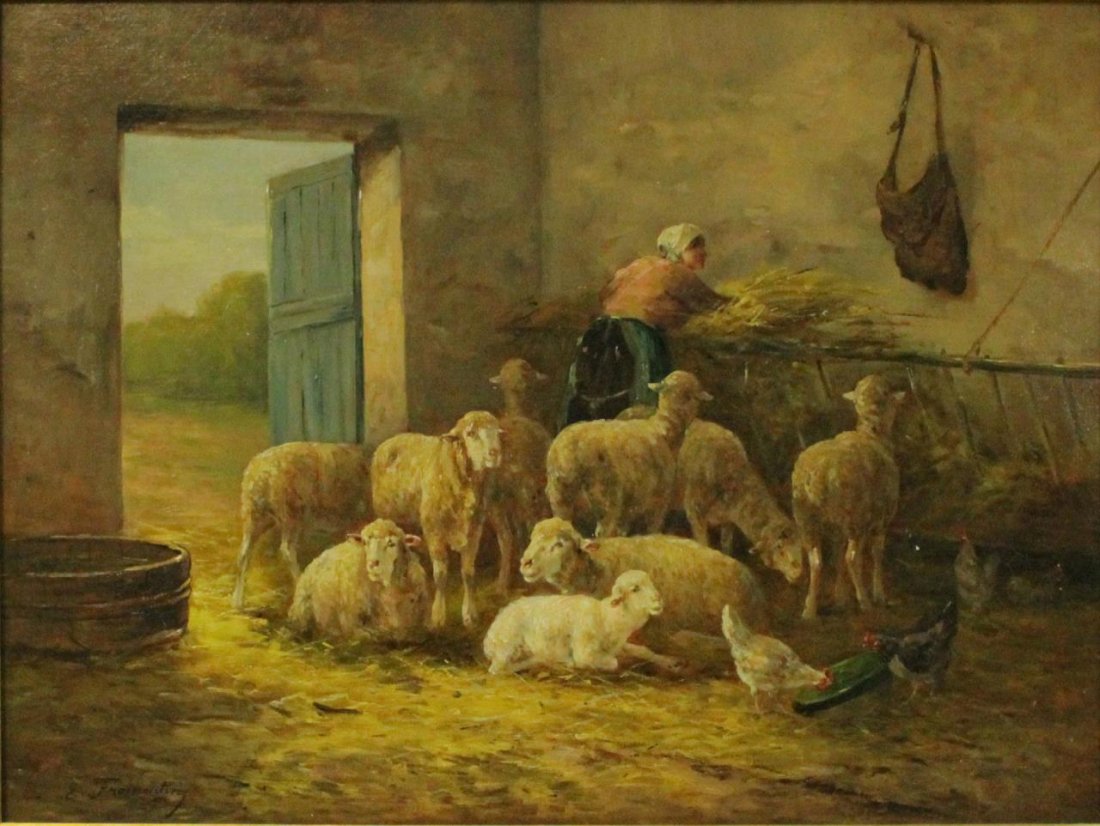 EUGENE FROMENTIN FRENCH OIL ON BOARD OF SHEEP (1 of 7)