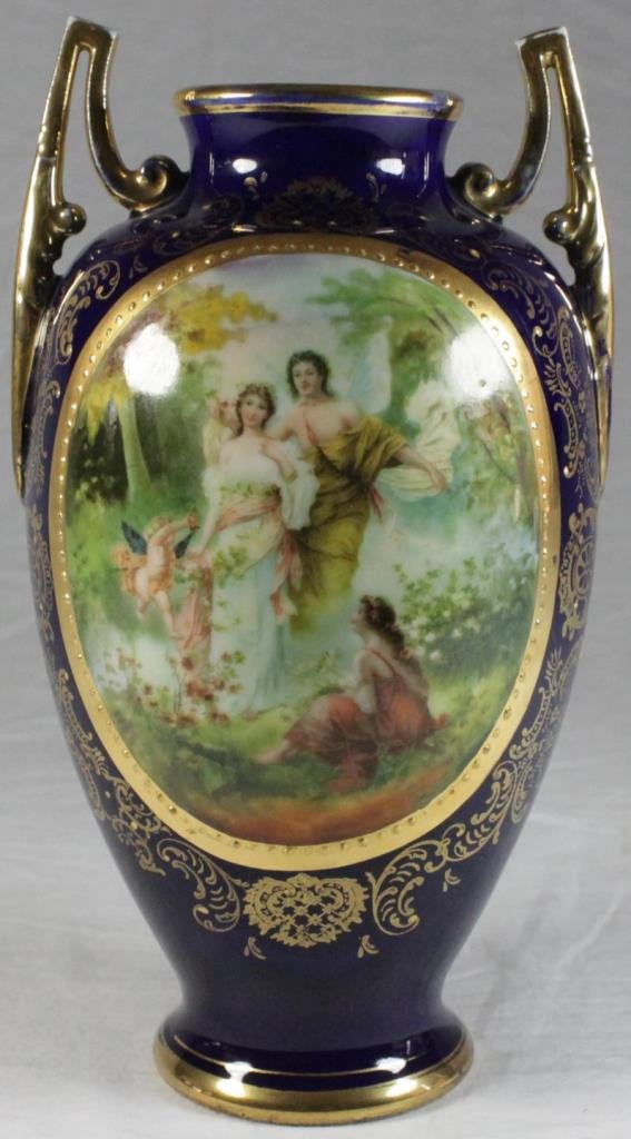 ROYAL VIENNA PORCELAIN HAND PAINTED HANDLED URN (1 of 7)