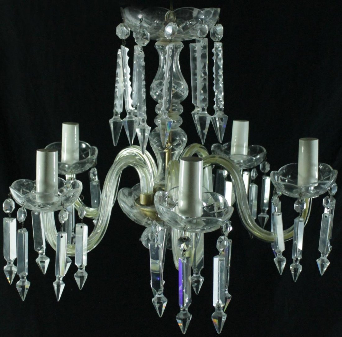VINTAGE 5 ARM CUT CRYSTAL CEILING CHANDELIER (1 of 6)