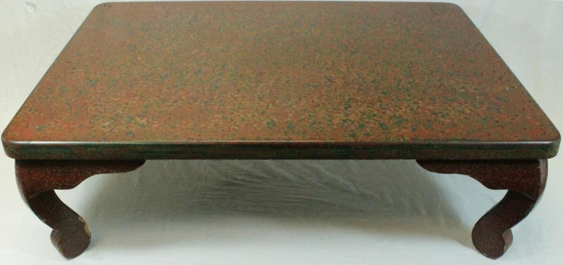 CHINESE RED LACQUERED COFFEE TABLE SIGNED (1 of 10)