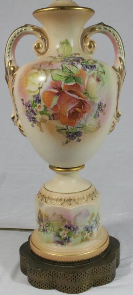ANTIQUE ENGLISH PORCELAIN AMPHORA VASE LAMP (1 of 10)