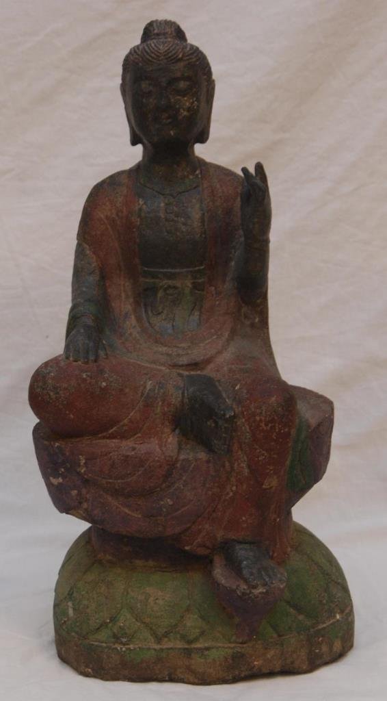 VERY HEAVY CHINESE CARVED BUDDHA SCULPTURE (1 of 6)