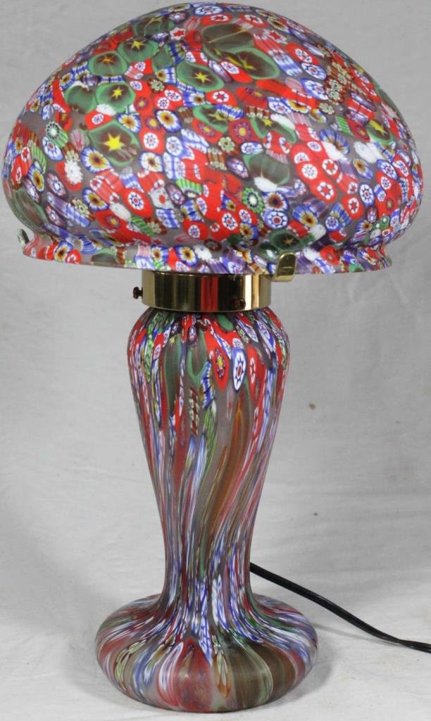 MILLEFIORI ART GLASS LAMP WITH GLOBE SHADE (1 of 7)