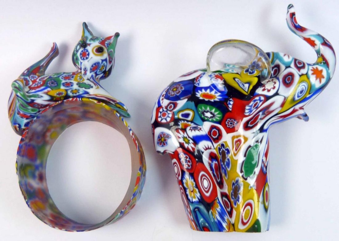 2 MILLEFIORI ART GLASS ANIMAL SCULPTURES (1 of 6)