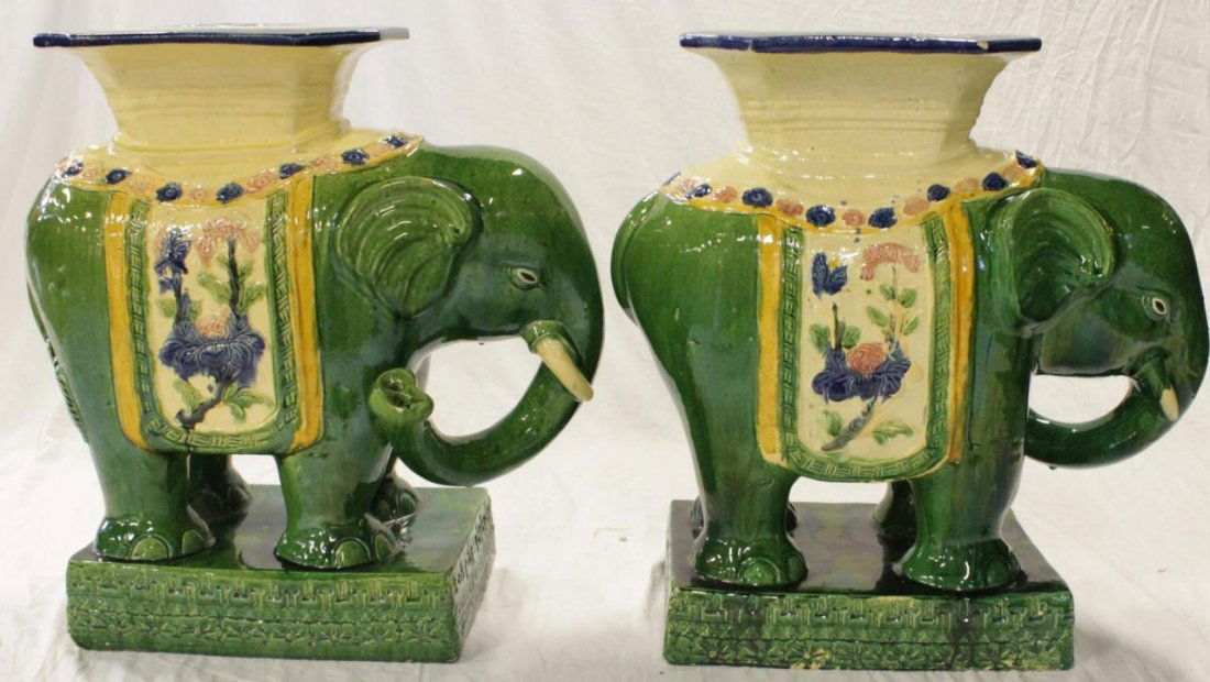 Pr. CHINESE SANCAI GLAZED POTTERY GARDEN SEATS (1 of 7)