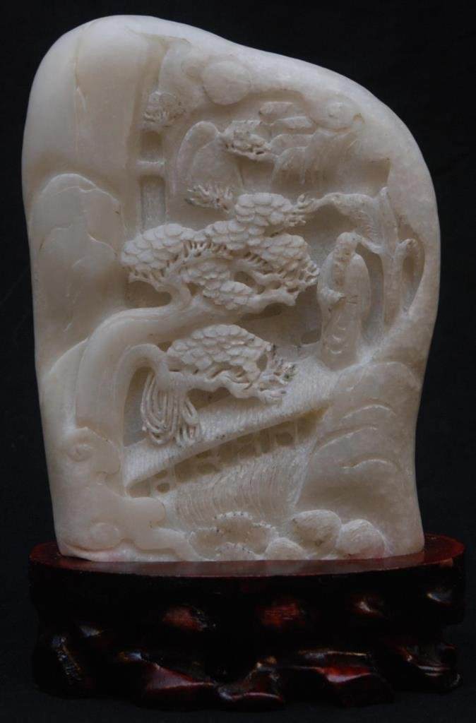 ANTIQUE CHINESE MOUNTAIN CARVING DEPICTING TREE (1 of 5)