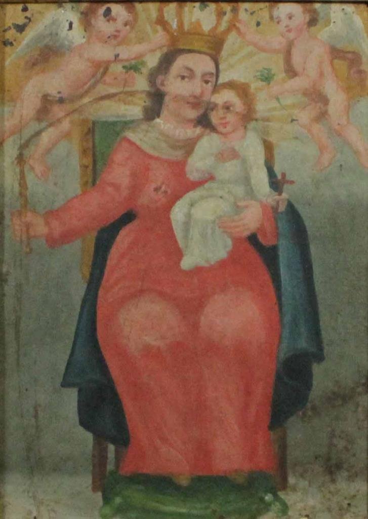 18th C OIL PAINTING ON TIN MADONNA & CHILD (1 of 5)