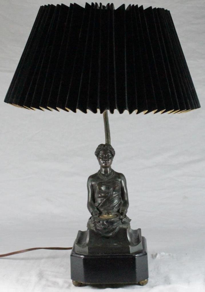 ANTIQUE BRONZE FIGURAL INKWELL CARVING OF SERVANT (1 of 8)