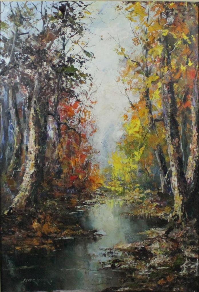LANDSCAPE OIL PAINTING ON CANVAS SIGNED MCTYERY (1 of 8)