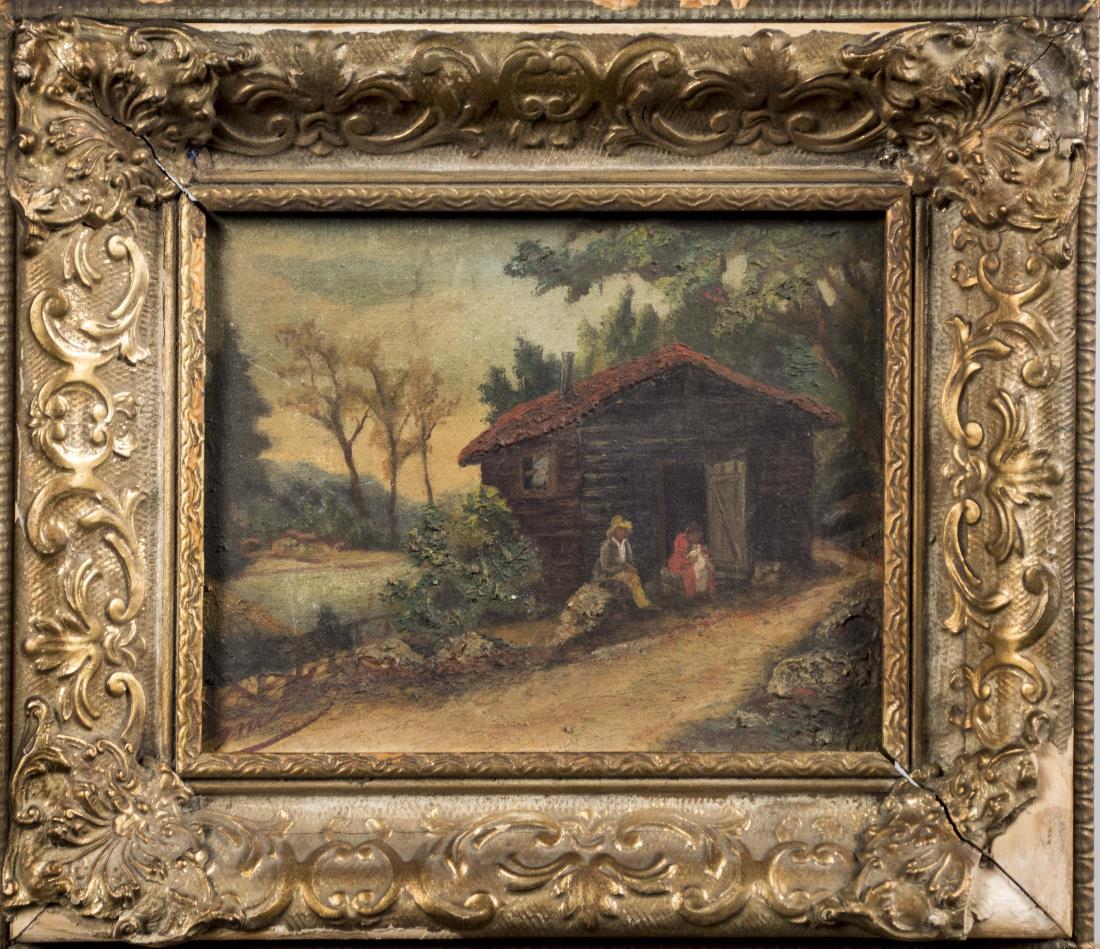 Continental School (19th/20th Century): Peasants. Oil on board. Signed 'Miller' (LR). Board size 8.25 x 10.25 inches. Framed. Notice to bidders: Condition reports and additional photographs are provided by request as a courtesy to our clien