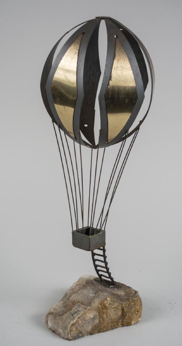 Mario Jason (American, 20th Century): Hot Air Ballon. Steel and copper, 1980s. Signed. Approximate height 19 inches. Notice to bidders: Condition reports and additional photographs are provided by request as a courtesy to our clients, as 