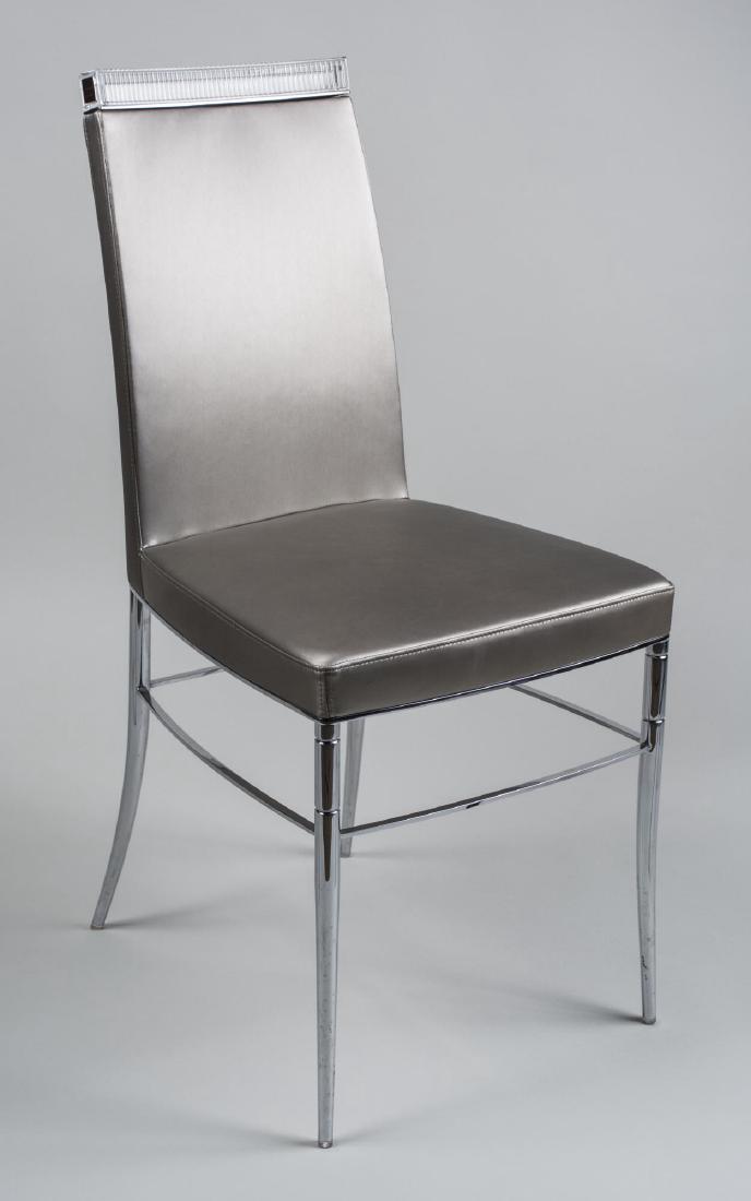 Baccarat Crystal Side Chair: Designed by Philippe Starck, stainless steel frame with crystal detail on top. Height 35 1/2 inches, with 17 inches, depth 21 inches. Notice to bidders: Condition reports and additional photographs ar
