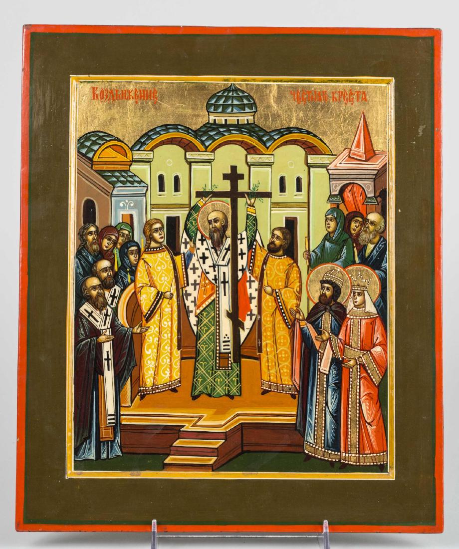 Russian Icon: St. Nicholas. 14 1/2 x 12 inches. Notice to bidders: Condition reports and additional photographs are provided by request as a courtesy to our clients, as such any condition report is only an opinion 