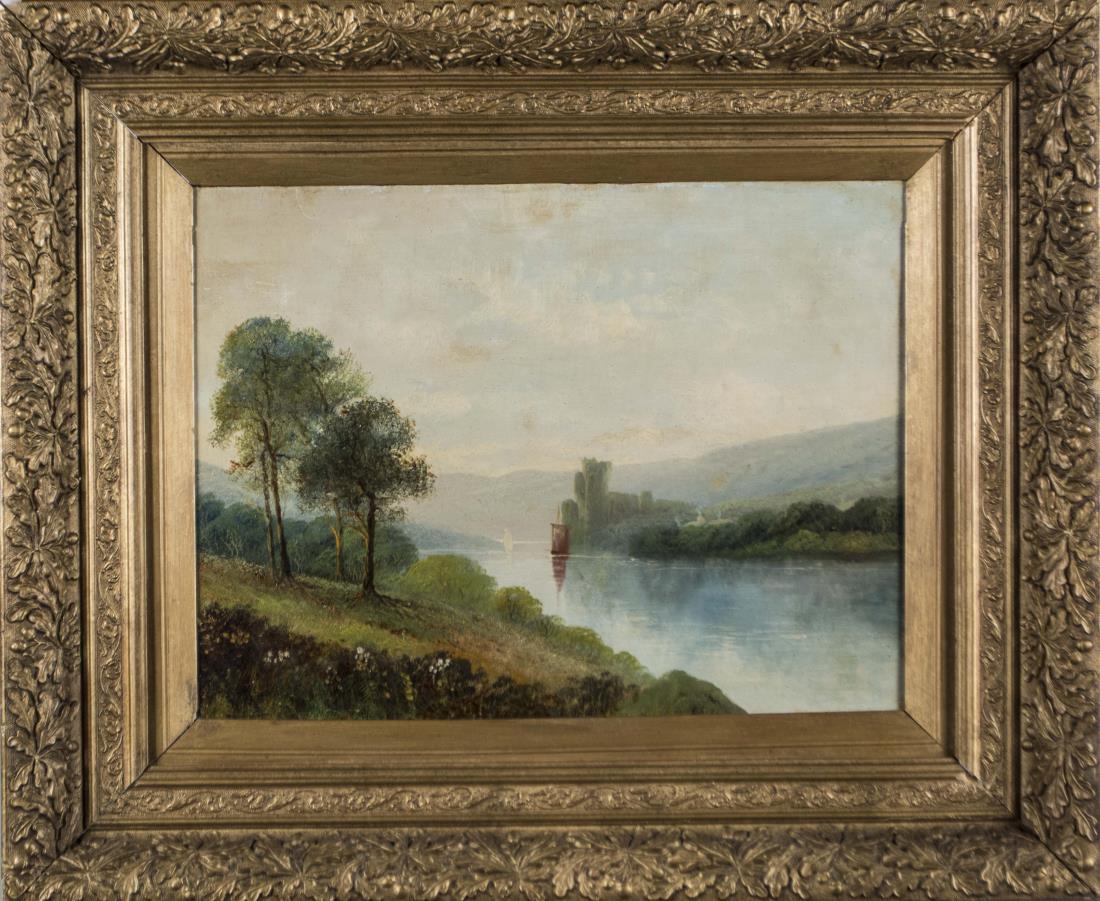 Continental School (19th Century): Quiet River. Oil on canvas, 19th century. Unsigned. Canvas size 15 x 20 inches. Framed. Notice to bidders: Condition reports and additional photographs are provided by request as a courtesy to our cli