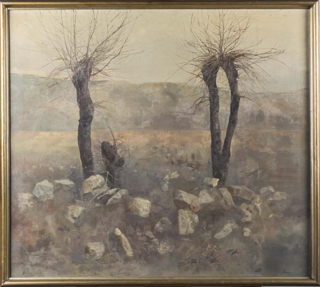Jose Marie Garayo (Spanish, b. 1943): Untitled. Oil on panel, 20th century. Signed lower right. Size 31.5 x 35 inches. Framed. Notice to bidders: Condition reports and additional photographs are provided by request as a courtesy to our cl