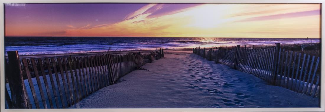 Peter Lik (American/Australian, b. 1959): Atlantic Dawn (Location: Newport, Rhode Island). Cibachrome color print mounted on plexiglass. Edition 141/950. Certificate of authenticity attached to the verso. Size 72 X 27 inches. Framed. Notice t