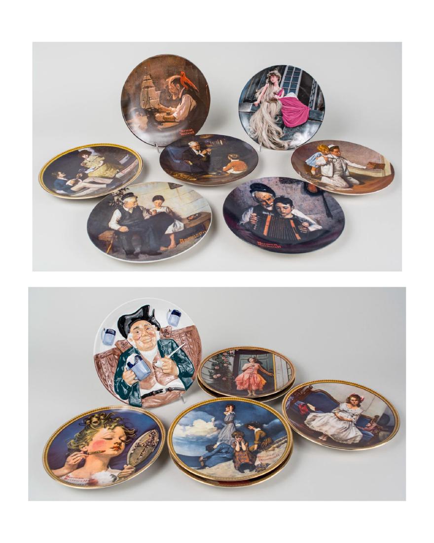 Group of Norman Rockwell Knowels Collectors Plates: Twelve plates with various designs, some with original boxes and certificates of authenticity; together with four other collectors plates with various designs. Notice to bidders: Condition reports and
