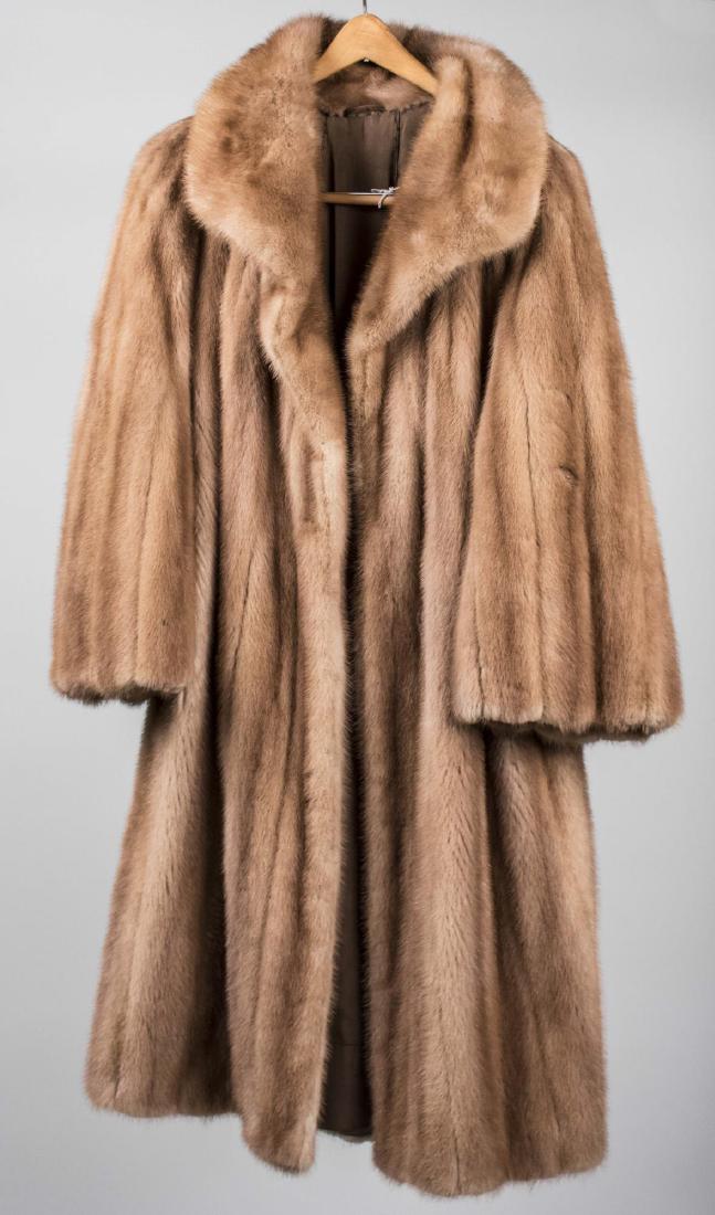 Blonde Mink Fur Coat and Hat: Lady's full length coat with matching hat. Size medium Notice to bidders: Condition reports and additional photographs are provided by request as a courtesy to our clients, as such any condition repor