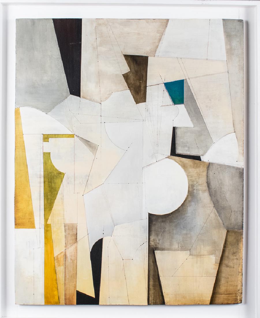 James Kennedy (Irish, 1962- ): Family Grouping. Oil on incised masonite, 2010. Board size, 30 x 24 inches. Surface Library label on the verso. Framed. Education: Royal Scottish Academy, BA Fine Art; Rhodec Academy of Design, BA Int