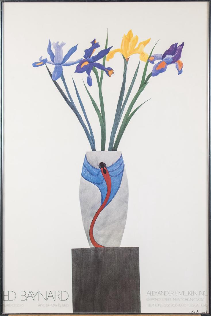 Ed Baynard (American, 1940-2016): Exhibition poster from April 19-May 15, 1980 at Alexander F Milliken Inc. in New York. Frame size 36 x 24 inches. Framed. Notice to bidders: Condition reports and additional photographs are provided b