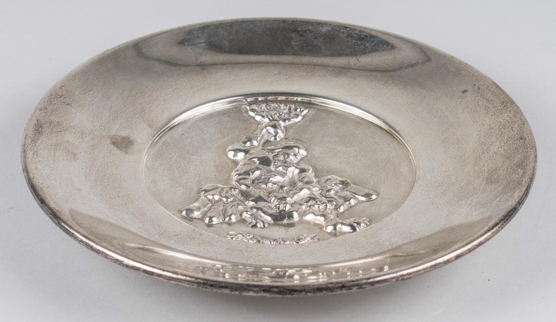 Jacques Lipchitz (French-American, 1891-1973): The Struggle, 1973. Sterling Silver Mounted on a Bronze Base Salver. Signed, titled and commemorated on verso. Diameter 12 inches. Provenance: Created for the Silver Anniversary of Israel. commissione