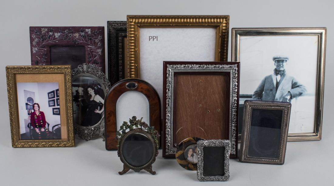 Group of Picture Frames: Various styles and sizes. Notice to bidders: Condition reports and additional photographs are provided by request as a courtesy to our clients, as such any condition report is only an opinion and shou