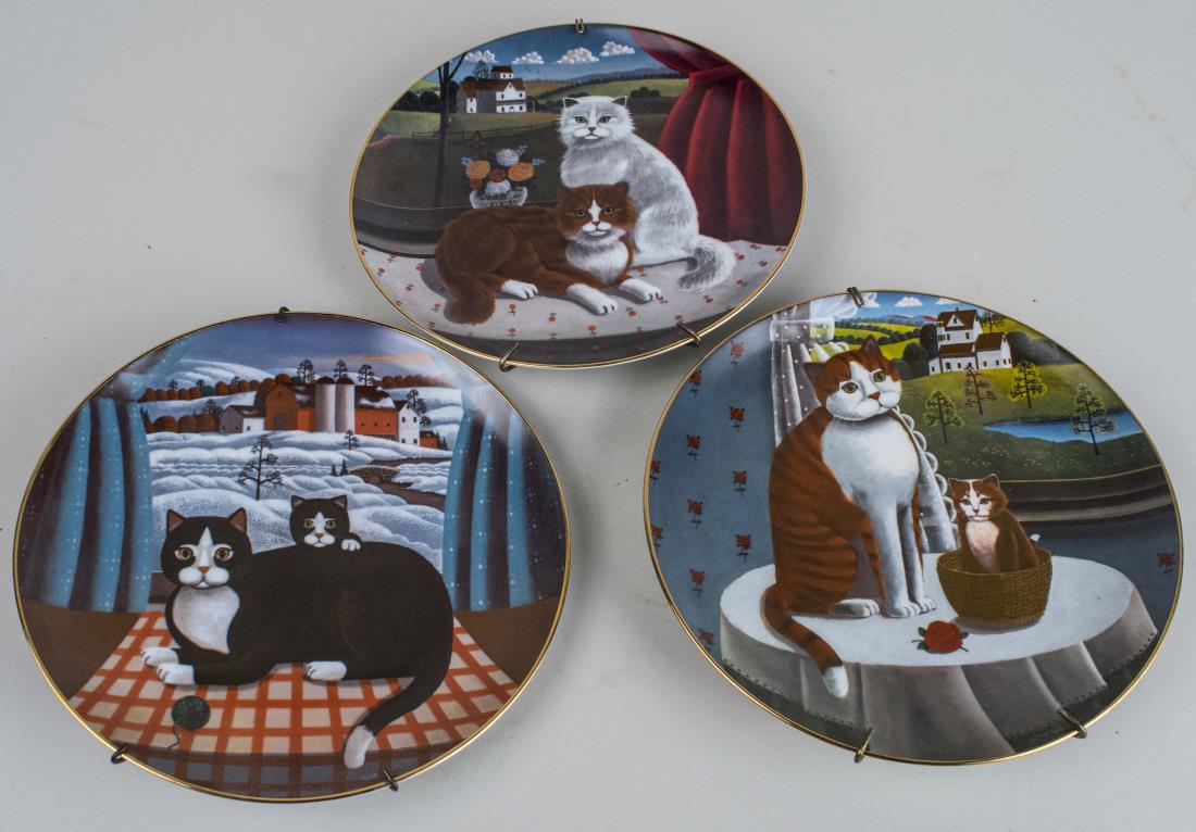 Three Steven Klein Cat Collector Plates: From the "Eyes of the Seasons" series, including Spring, Winter and Summer. Diameter 9 1/4 inches. Notice to bidders: Condition reports and additional photographs are provided by request as a courtesy