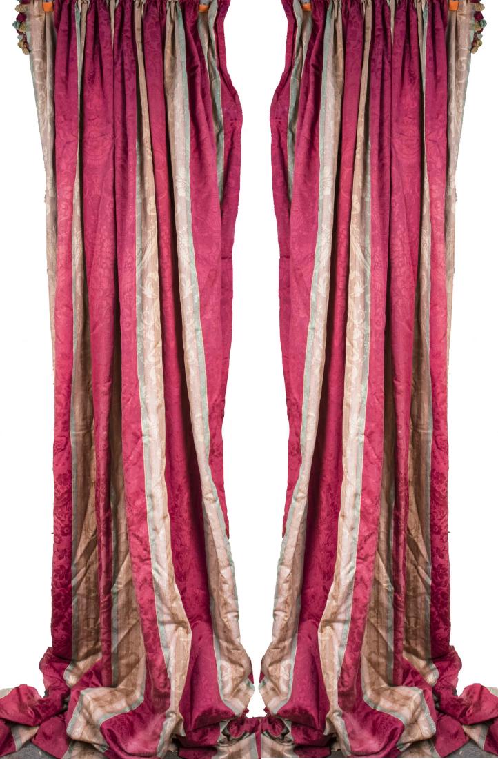 Group of Curtains and Soft Goods: Table linens and window treatments. Assorted sizes. Notice to bidders: Condition reports and additional photographs are provided by request as a courtesy to our clients, as such any condition report i