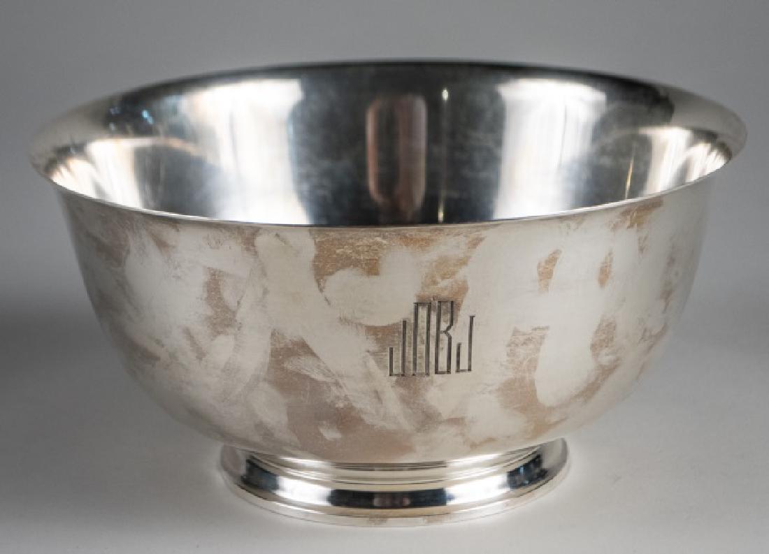 Tiffany Makers Sterling Silver Revere Bowl: #23618. Height 4 1/4 inches, diameter 8 1/2 inches, 540 grams. Notice to bidders: Condition reports and additional photographs are provided by request as a courtesy to our clients, as such any conditi